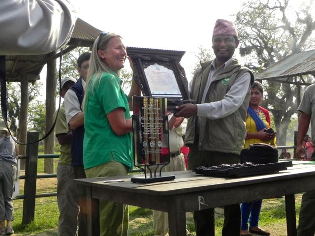 Carol Buckley receives award in Nepal