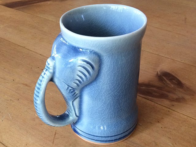 handmade Celadon elephant mug