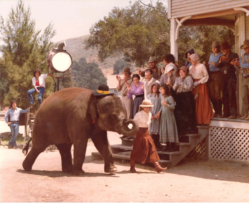 tarra the elephant on the set of little house on the prarie